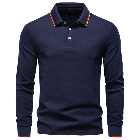 Vyriški POLO Marškinėliai Ilgomis Rankovėmis — Medvilnė, Vienspalviai, Ruduo 2025